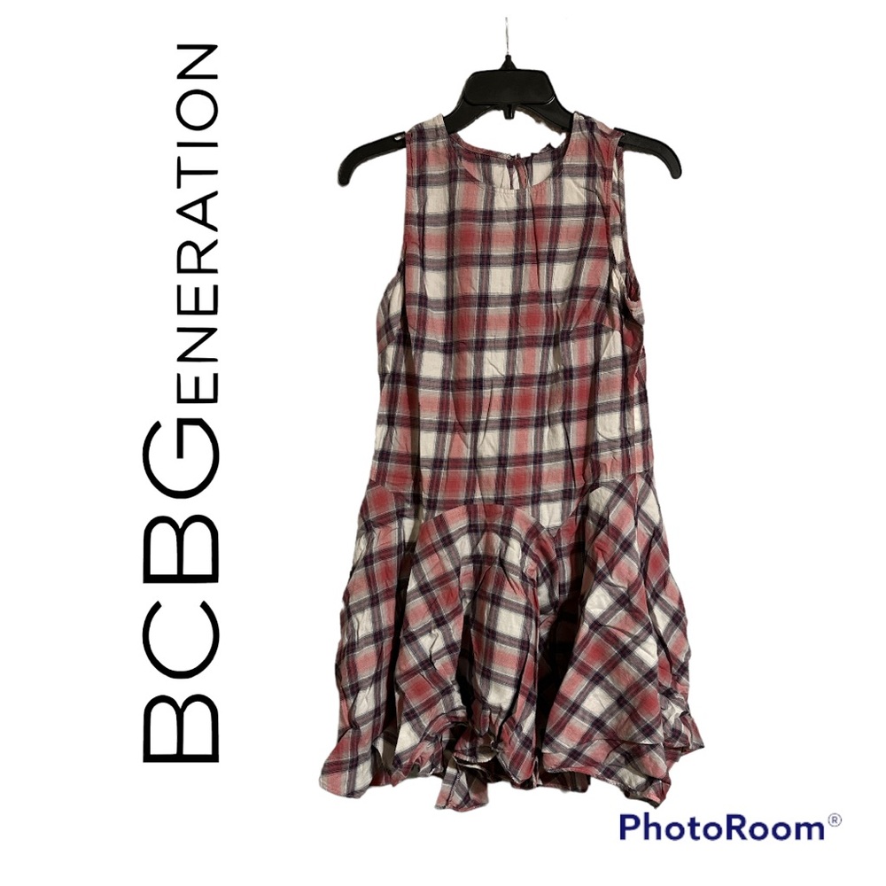 BCBGeneration NWOT Plaid Drop Waist Pleated Sleeveless Sundress Small